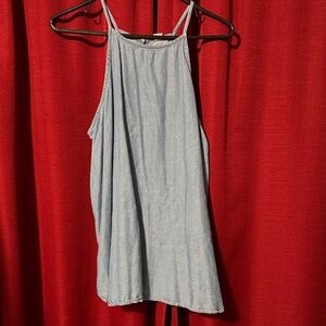 Light Blue Denim Women's Flowy Sleeveless Top M